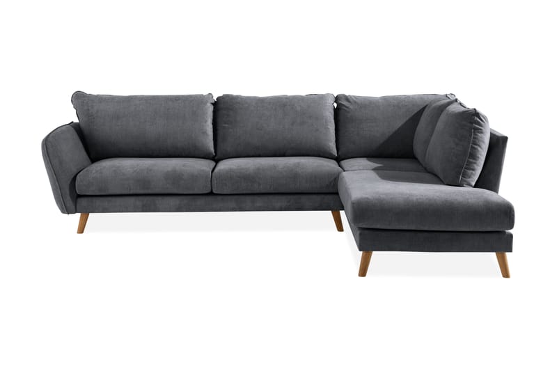 Trend Lyx 4-sits Högervänd L-formad Schäslongsoffa i Tyg - Mörkgrå - Möbler - Soffa - Divansoffa & schäslongsoffa - 4 sits soffa med divan