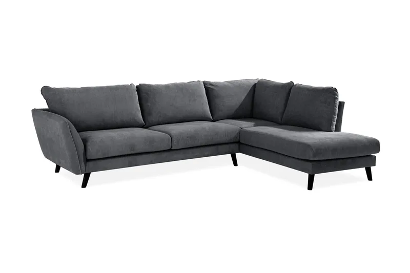 Trend Lyx 4-sits Högervänd L-formad Schäslongsoffa i Tyg - Mörkgrå - Möbler - Soffa - Divansoffa & schäslongsoffa - 4 sits soffa med divan