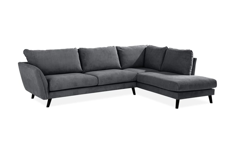 Trend Lyx 4-sits Högervänd L-formad Schäslongsoffa i Tyg - Mörkgrå - Möbler - Soffa - Divansoffa & schäslongsoffa - 4 sits soffa med divan