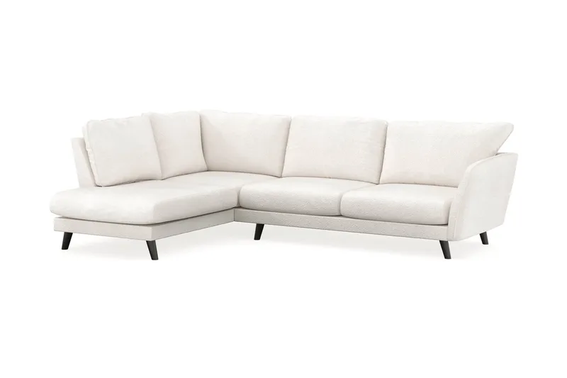 Trend Lyx 4-sits Vänstervänd L-formad Schäslongsoffa i Bouclé - Vit - Möbler - Soffa - Divansoffa & schäslongsoffa - 4 sits soffa med divan