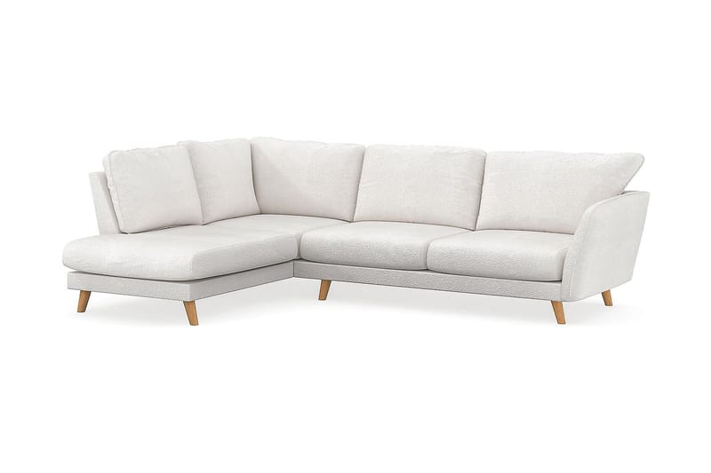 Trend Lyx 4-sits Vänstervänd L-formad Schäslongsoffa i Bouclé - Vit - Möbler - Soffa - Divansoffa & schäslongsoffa - 4 sits soffa med divan