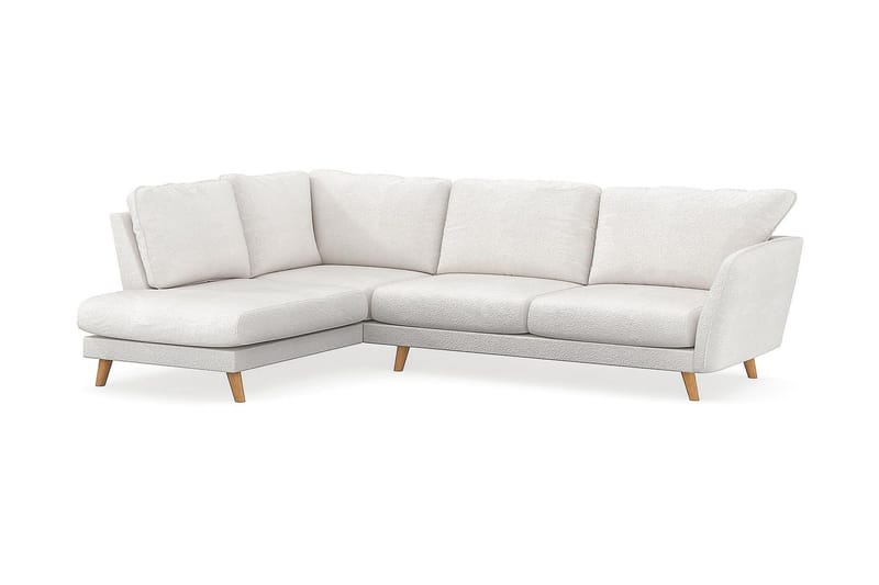 Trend Lyx 4-sits Vänstervänd L-formad Schäslongsoffa i Bouclé - Vit - Möbler - Soffa - Divansoffa & schäslongsoffa - 4 sits soffa med divan