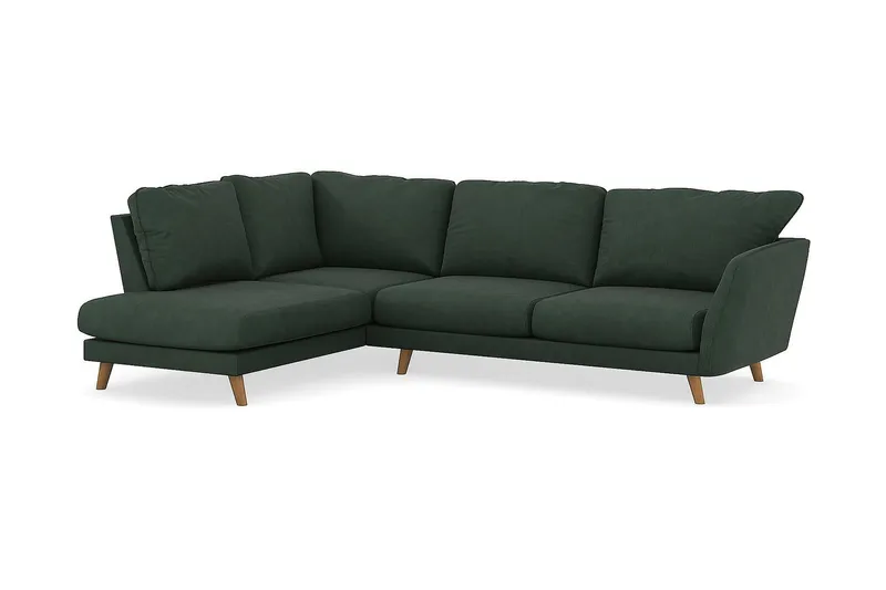 Trend Lyx 4-sits Vänstervänd L-formad Schäslongsoffa i Manchester - Mörkgrön - Möbler - Soffa - Divansoffa & schäslongsoffa - 4 sits soffa med divan