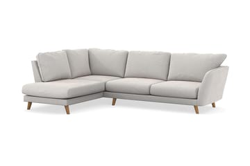 Trend Lyx 4-sits Vänstervänd L-formad Schäslongsoffa i Sammet - Krämvit - Möbler - Soffa - Divansoffa & schäslongsoffa - 4 sits soffa med divan