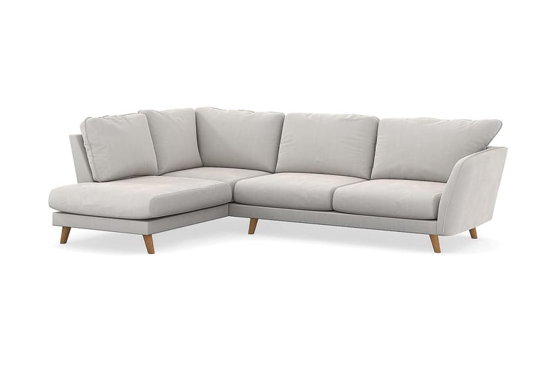 Trend Lyx 4-sits Vänstervänd L-formad Schäslongsoffa i Sammet - Krämvit - Möbler - Soffa - Divansoffa & schäslongsoffa - 4 sits soffa med divan