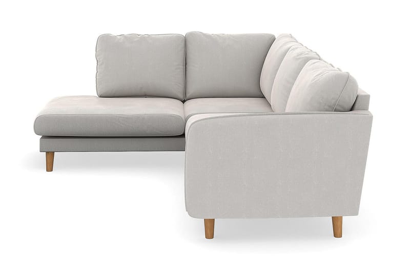 Trend Lyx 4-sits Vänstervänd L-formad Schäslongsoffa i Sammet - Krämvit - Möbler - Soffa - Divansoffa & schäslongsoffa - 4 sits soffa med divan