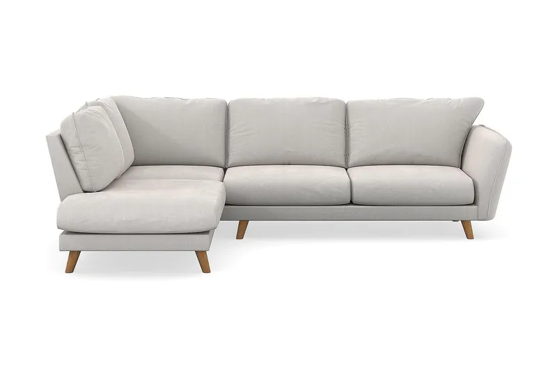 Trend Lyx 4-sits Vänstervänd L-formad Schäslongsoffa i Sammet, Krämvit