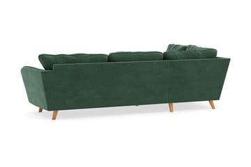 Trend Lyx 4-sits Vänstervänd L-formad Schäslongsoffa i Sammet - Mörkgrön - Möbler - Soffa - Divansoffa & schäslongsoffa - 4 sits soffa med divan