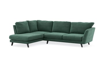 Trend Lyx 4-sits Vänstervänd L-formad Schäslongsoffa i Sammet - Mörkgrön - Möbler - Soffa - Divansoffa & schäslongsoffa - 4 sits soffa med divan