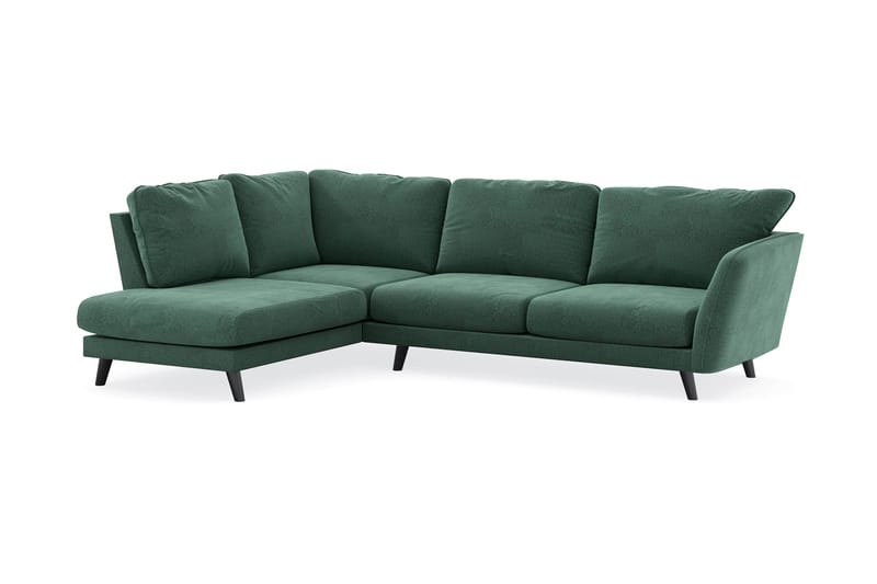 Trend Lyx 4-sits Vänstervänd L-formad Schäslongsoffa i Sammet - Mörkgrön - Möbler - Soffa - Divansoffa & schäslongsoffa - 4 sits soffa med divan