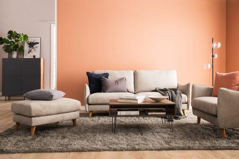 Trend Lyx 4-sits Vänstervänd L-formad Schäslongsoffa i Tyg - Beige - Möbler - Soffa - Divansoffa & schäslongsoffa - 4 sits soffa med divan