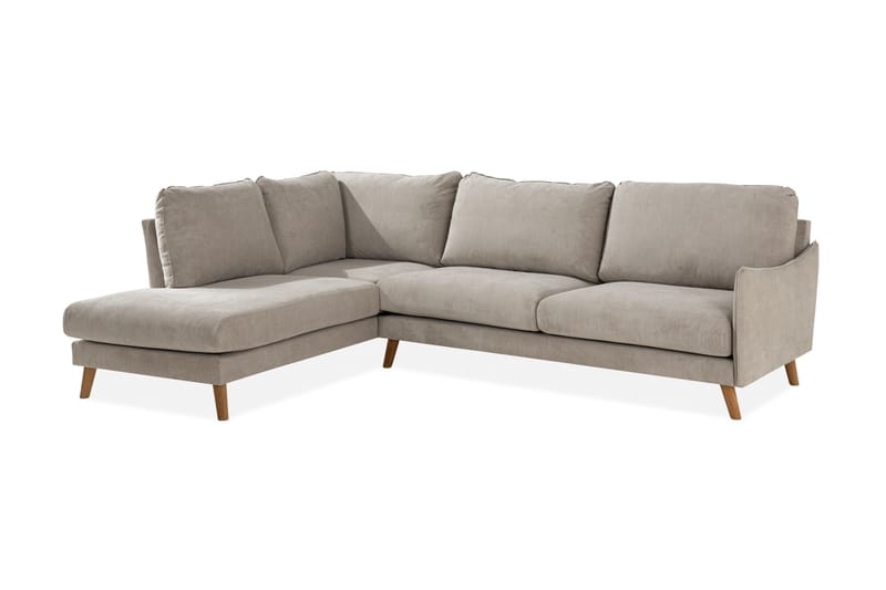 Trend Lyx 4-sits Vänstervänd L-formad Schäslongsoffa i Tyg - Beige - Möbler - Soffa - Divansoffa & schäslongsoffa - 4 sits soffa med divan