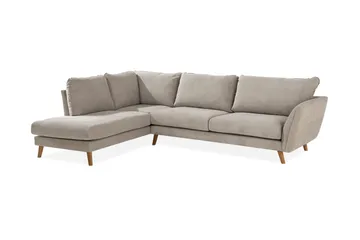 Trend Lyx 4-sits Vänstervänd L-formad Schäslongsoffa i Tyg - Beige - Möbler - Soffa - Divansoffa & schäslongsoffa - 4 sits soffa med divan