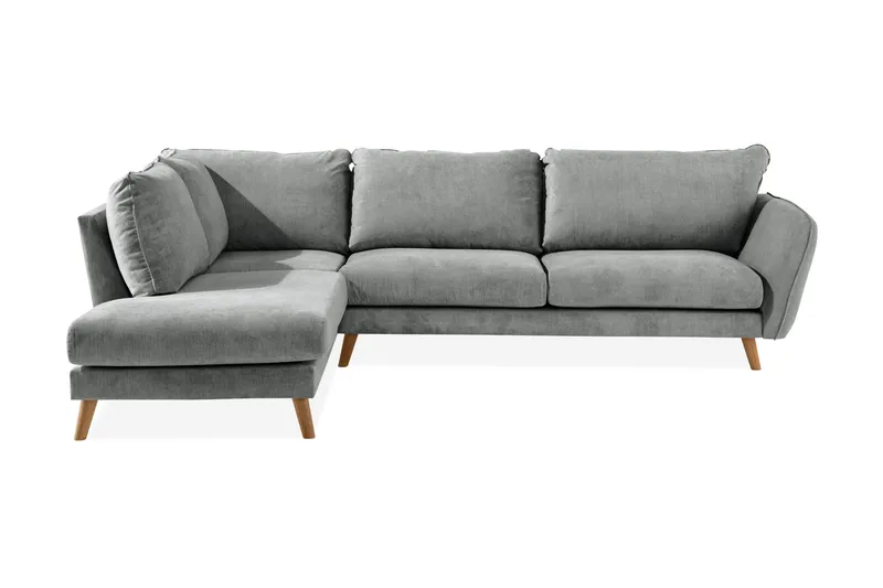 Trend Lyx 4-sits Vänstervänd L-formad Schäslongsoffa i Tyg - Grå - Möbler - Soffa - Divansoffa & schäslongsoffa - 4 sits soffa med divan