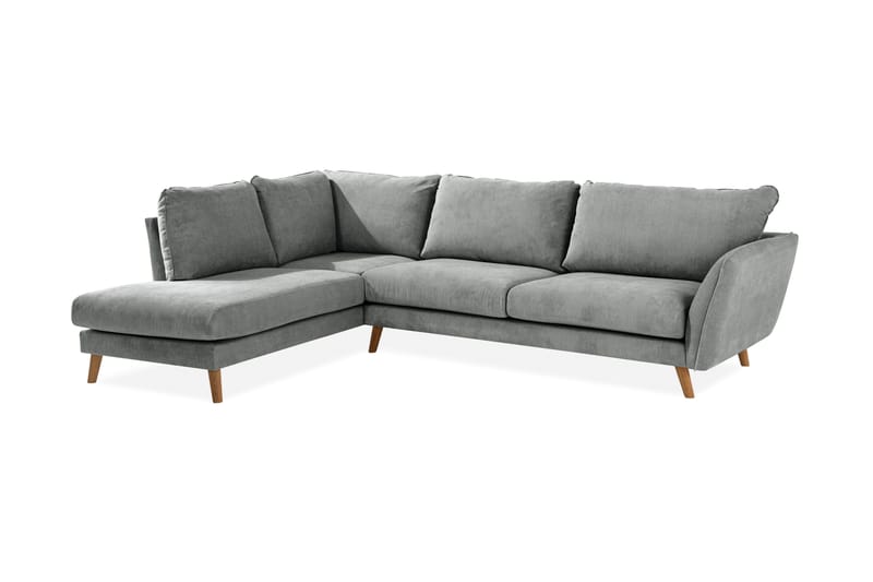 Trend Lyx 4-sits Vänstervänd L-formad Schäslongsoffa i Tyg - Grå - Möbler - Soffa - Divansoffa & schäslongsoffa - 4 sits soffa med divan