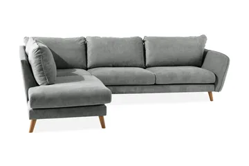 Trend Lyx 4-sits Vänstervänd L-formad Schäslongsoffa i Tyg - Grå - Möbler - Soffa - Divansoffa & schäslongsoffa - 4 sits soffa med divan