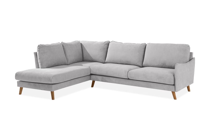 Trend Lyx 4-sits Vänstervänd L-formad Schäslongsoffa i Tyg - Ljusgrå - Möbler - Soffa - Divansoffa & schäslongsoffa - 4 sits soffa med divan