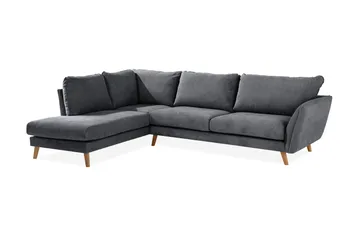 Trend Lyx 4-sits Vänstervänd L-formad Schäslongsoffa i Tyg - Mörkgrå - Möbler - Soffa - Divansoffa & schäslongsoffa - 4 sits soffa med divan