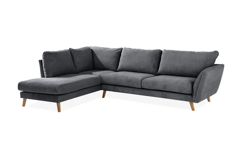 Trend Lyx 4-sits Vänstervänd L-formad Schäslongsoffa i Tyg - Mörkgrå - Möbler - Soffa - Divansoffa & schäslongsoffa - 4 sits soffa med divan