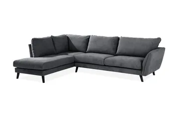 Trend Lyx 4-sits Vänstervänd L-formad Schäslongsoffa i Tyg - Mörkgrå - Möbler - Soffa - Divansoffa & schäslongsoffa - 4 sits soffa med divan