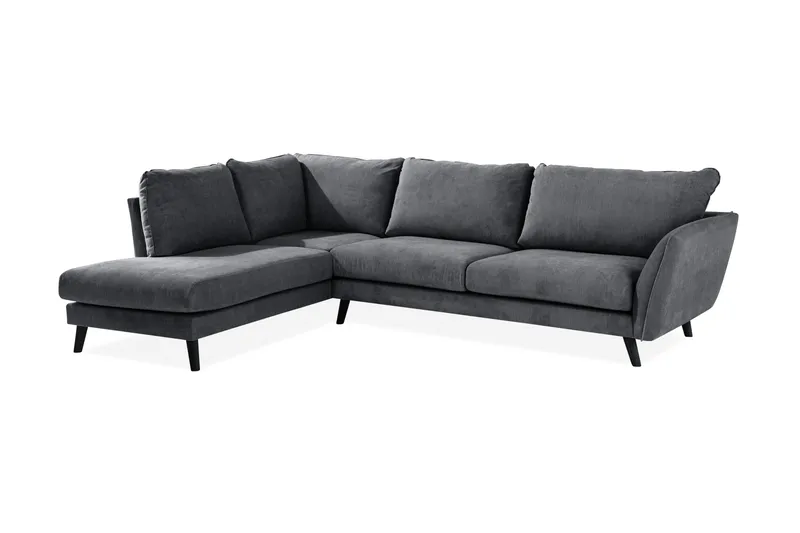 Trend Lyx 4-sits Vänstervänd L-formad Schäslongsoffa i Tyg - Mörkgrå - Möbler - Soffa - Divansoffa & schäslongsoffa - 4 sits soffa med divan
