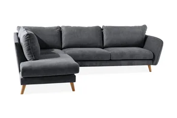 Trend Lyx 4-sits Vänstervänd L-formad Schäslongsoffa i Tyg - Mörkgrå - Möbler - Soffa - Divansoffa & schäslongsoffa - 4 sits soffa med divan