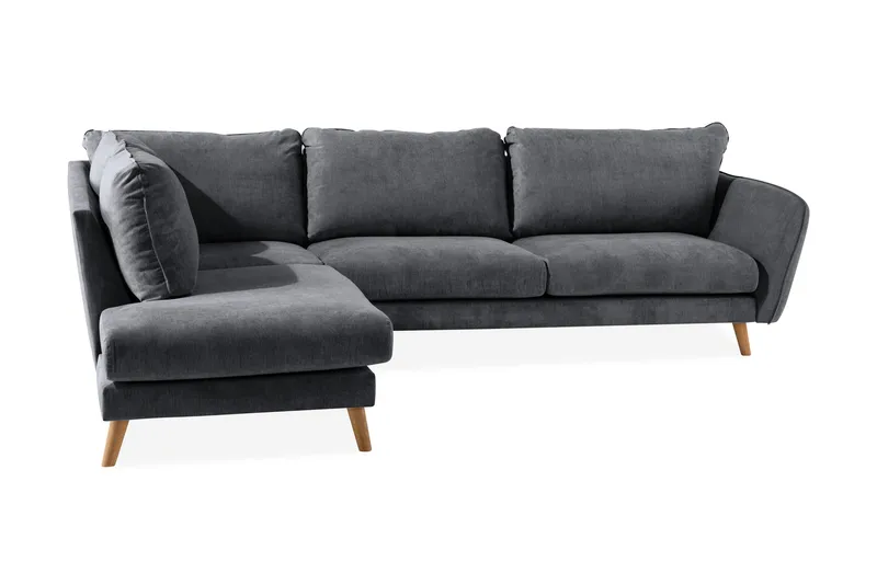 Trend Lyx 4-sits Vänstervänd L-formad Schäslongsoffa i Tyg - Mörkgrå - Möbler - Soffa - Divansoffa & schäslongsoffa - 4 sits soffa med divan