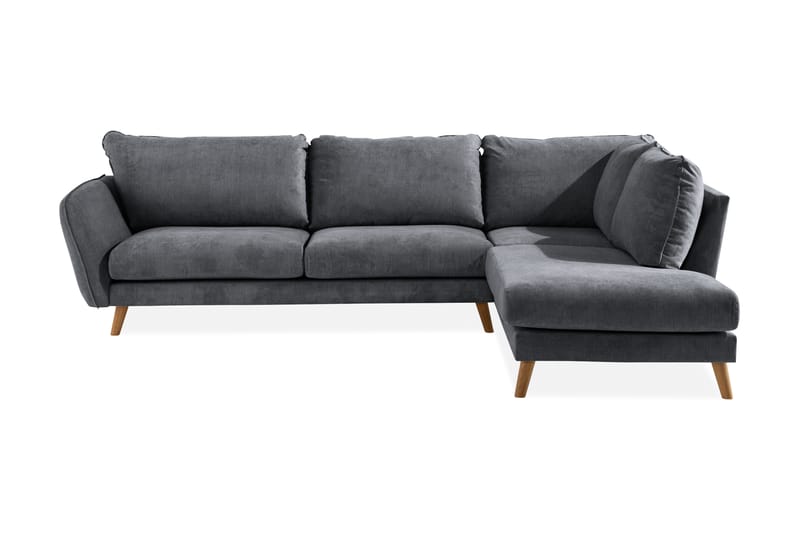 Trend Lyx Schäslongsoffa Höger - Mörkgrå/Ek - Möbler - Soffa - Divansoffa & schäslongsoffa - 4 sits soffa med divan