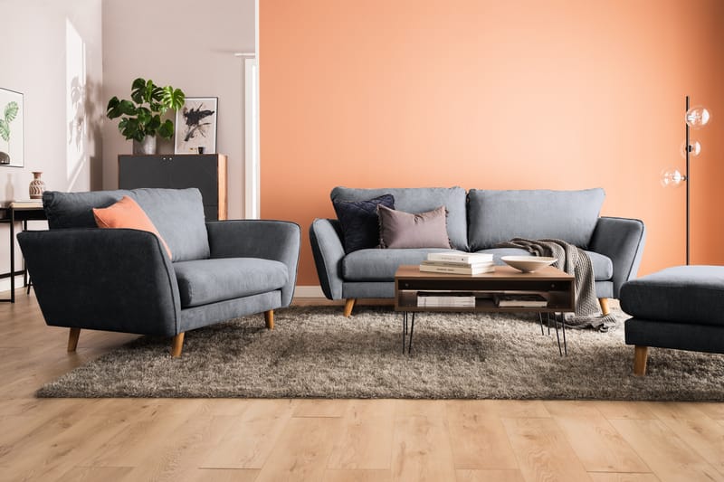Trend Lyx Schäslongsoffa Höger - Mörkgrå/Ek - Möbler - Soffa - Divansoffa & schäslongsoffa - 4 sits soffa med divan