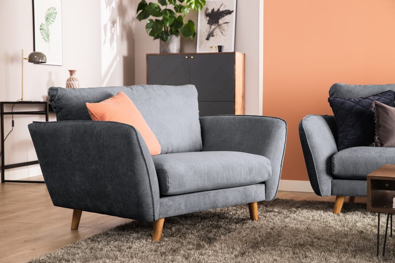 Trend Lyx Schäslongsoffa Höger - Mörkgrå/Ek - Möbler - Soffa - Divansoffa & schäslongsoffa - 4 sits soffa med divan