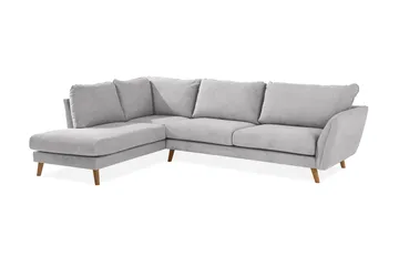 Trend Lyx Schäslongsoffa Vänster - Ljusgrå/Ek - Möbler - Soffa - Divansoffa & schäslongsoffa - 4 sits soffa med divan