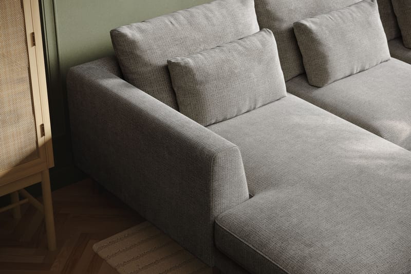4-sits U-Soffa Florenz med Divan Vänster - Ljusgrå - Möbler - Soffa - Divansoffa & schäslongsoffa - 4 sits soffa med divan