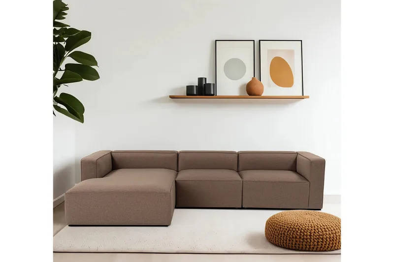 Abbas 4-sits Soffa med Divan - Brun - Möbler - Soffa - Divansoffa & schäslongsoffa - 4 sits soffa med divan