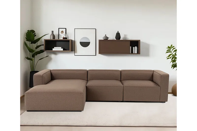 Abbas 4-sits Soffa med Divan - Brun - Möbler - Soffa - Divansoffa & schäslongsoffa - 4 sits soffa med divan