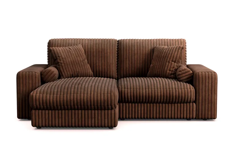 Adelsö by Gynning 3-sits Vändbar L-formad Djup Divansoffa i bred Manchester, Mörkbrun