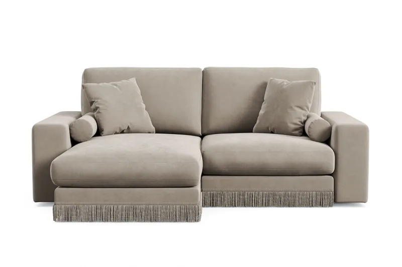 Adelsö by Gynning 3-sits Vändbar L-formad Djup Divansoffa i Sammet, Beige