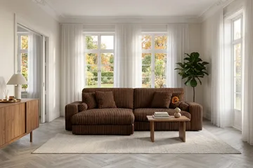 Adelsö by Gynning 4-sits Vändbar L-formad Djup Divansoffa i bred Manchester - Mörkbrun - Möbler - Soffa - Divansoffa & schäslongsoffa - 4 sits soffa med divan
