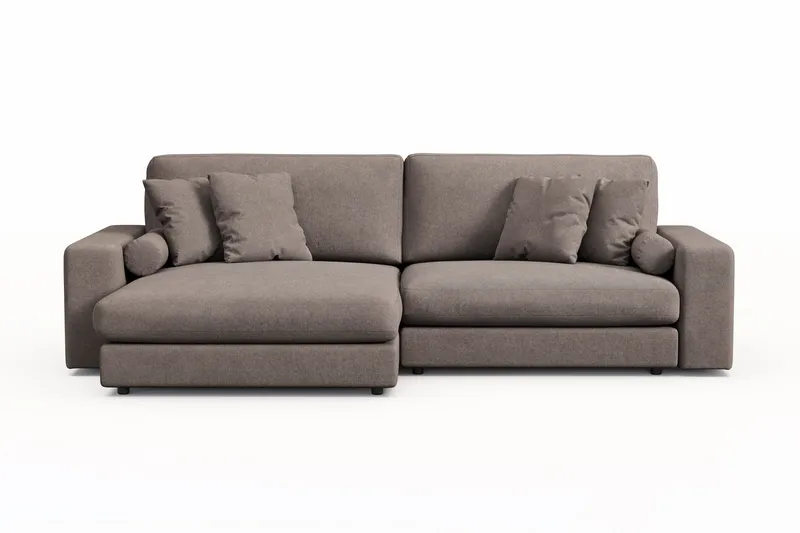 Adelsö by Gynning 4-sits Vändbar L-formad Djup Divansoffa i Tyg, Brun