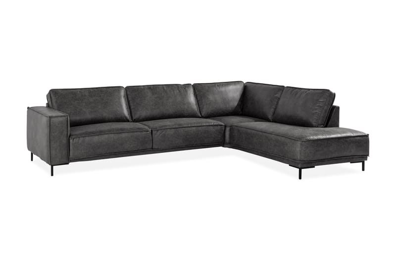 Akron 2,5-sits Soffa med Schäslong Höger Bondedläder - Mörkgrå - Möbler - Soffa - Divansoffa & schäslongsoffa - 2 sits soffa med divan
