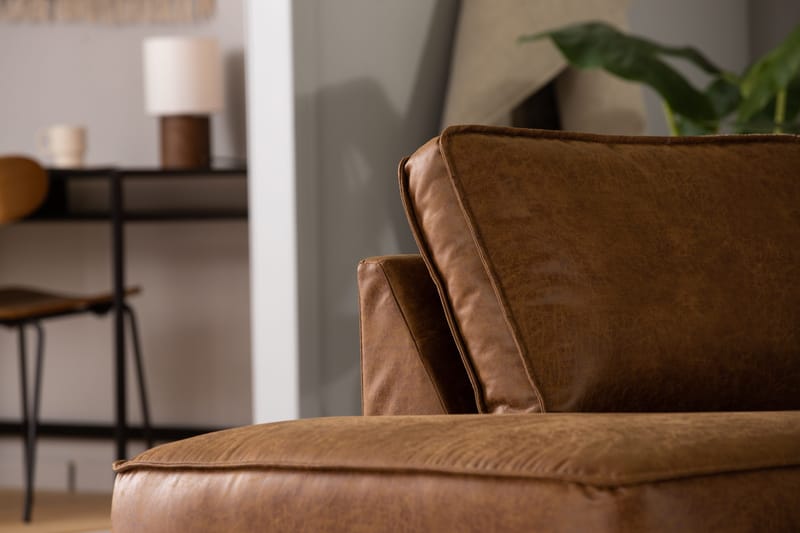Akron 2,5-sits Soffa med Schäslong Vänster Bondedläder - Brun - Möbler - Soffa - Skinnsoffa