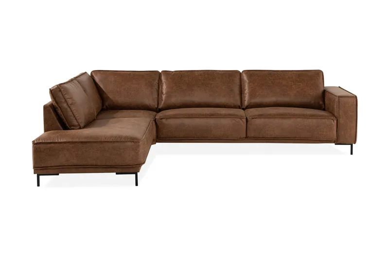 Akron 2,5-sits Soffa med Schäslong Vänster Bondedläder - Brun - Möbler - Soffa - Skinnsoffa