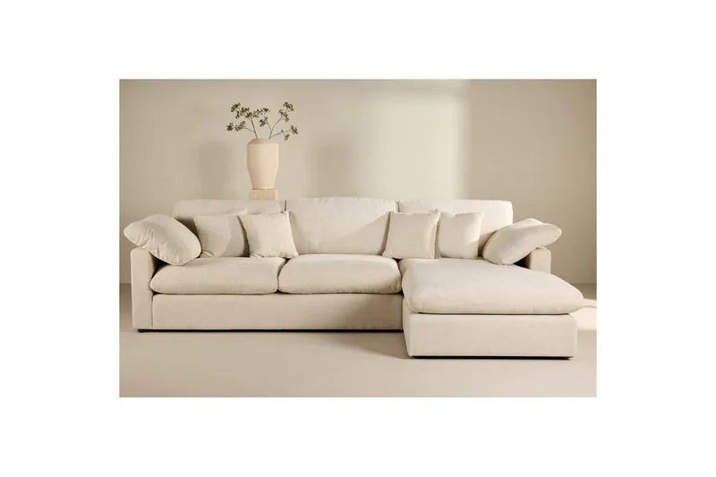 Amalfi Vänstervänd L-formad Hörnsoffa med Divan 297 cm i Tyg - Beige - Möbler - Soffa - Divansoffa & schäslongsoffa - 3 sits soffa med divan