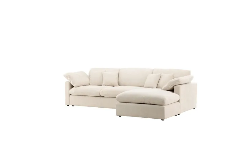 Amalfi Vänstervänd L-formad Hörnsoffa med Divan 297 cm i Tyg - Beige - Möbler - Soffa - Divansoffa & schäslongsoffa - 3 sits soffa med divan