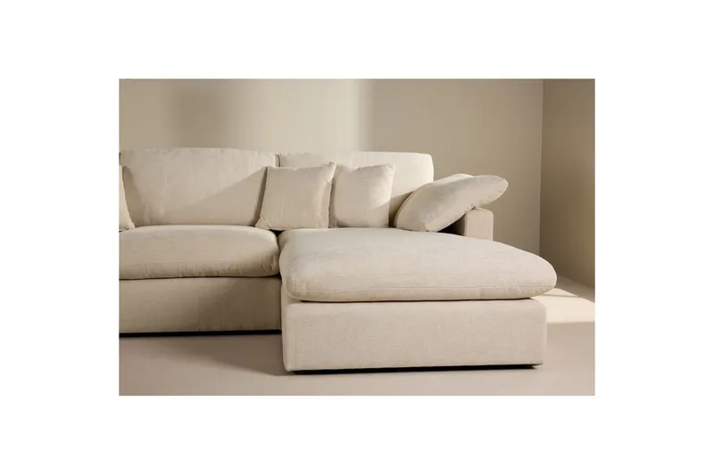Amalfi Vänstervänd L-formad Hörnsoffa med Divan 297 cm i Tyg - Beige - Möbler - Soffa - Divansoffa & schäslongsoffa - 3 sits soffa med divan