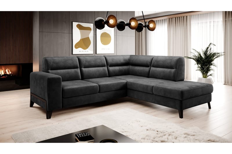 Anglika 4 sits divansoffa med schäslong Högervänd i Sammet - Grå - Möbler - Soffa - Divansoffa & schäslongsoffa - 4 sits soffa med divan