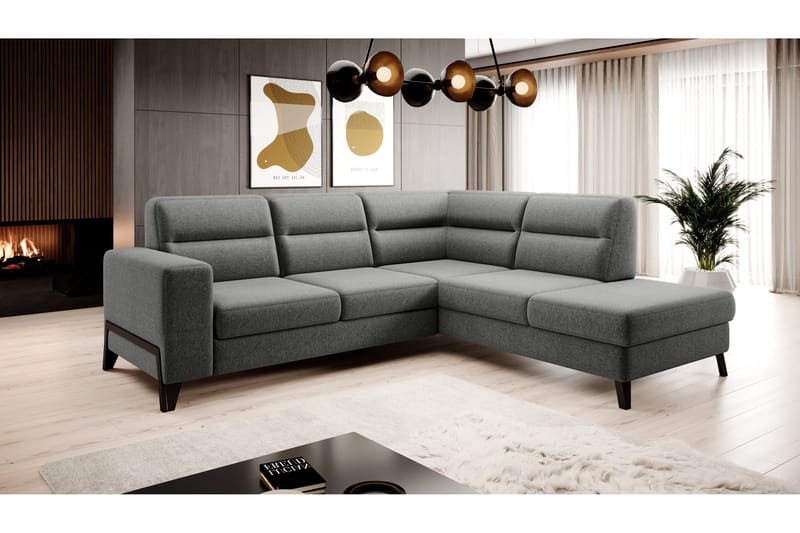 Anglika 4 sits divansoffa med schäslong Högervänd i Tyg - Grå - Möbler - Soffa - Divansoffa & schäslongsoffa - 4 sits soffa med divan