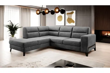 Anglika 4 sits divansoffa med schäslong Vänstervänd i Sammet - Grå - Möbler - Soffa - Divansoffa & schäslongsoffa - 4 sits soffa med divan