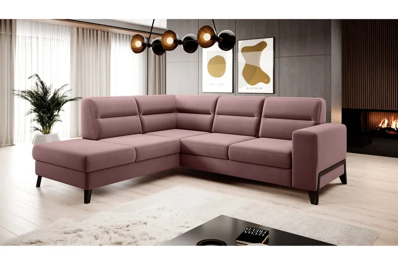 Anglika 4 sits divansoffa med schäslong Vänstervänd i Sammet - Rosa - Möbler - Soffa - Divansoffa & schäslongsoffa - 4 sits soffa med divan