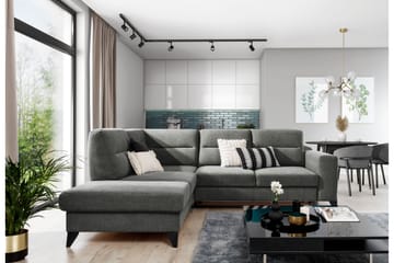 Anglika 4 sits divansoffa med schäslong Vänstervänd i Tyg - Grå - Möbler - Soffa - Divansoffa & schäslongsoffa - 4 sits soffa med divan