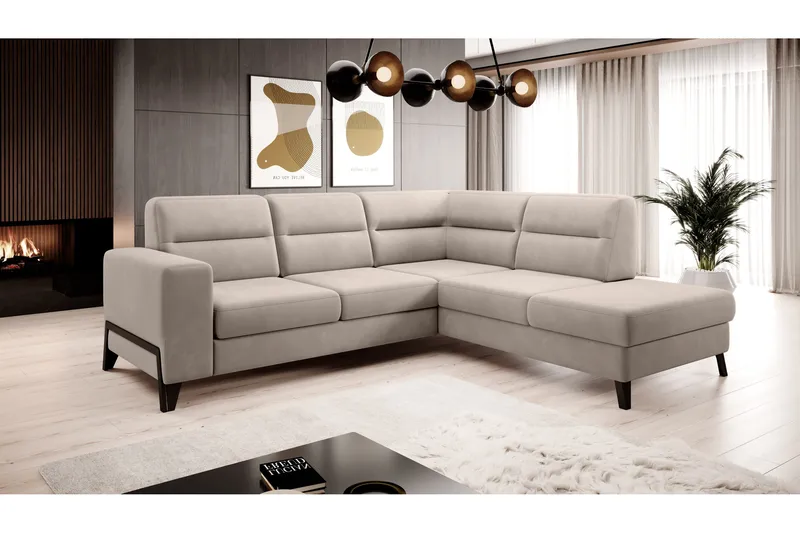 Anglika Soffa m. Schäslong 4-sits, Beige